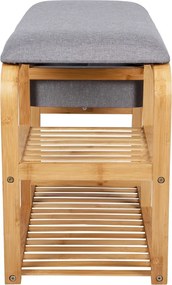 Бамбукова етажерка за обувки със сива подложка Пейка, ширина 70 cm - Leitmotiv