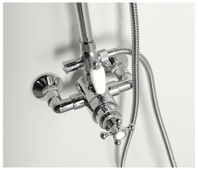 Месингов душ комплект в лъскаво сребристо с термостатен смесител с душ глава и ръчен душ 142 cm Antea – Sapho