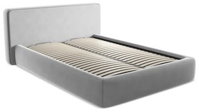 Сиво двойно тапицирано легло с място за съхранение и включена подматрачна рамка 140x200 cm Kiana – Makamii