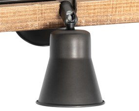 Ръстичен висящ аплик черен с дърво 8-светлина - Jelle