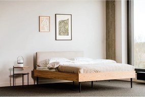 Двойно легло 200x200 cm тапицирано/ПДЧ от декор от дъб с включена подматрачна рамка в естествен цвят Streiko – noo.ma