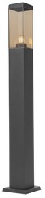Модерна лампа за стълб за външен монтаж тъмно сива с опушен 80 см - Malios