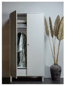 Светлосив гардероб от борова дървесина 100x195 cm Madu - WOOOD