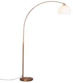 Модерна дъгова лампа медна с бял абажур - Arc Basic