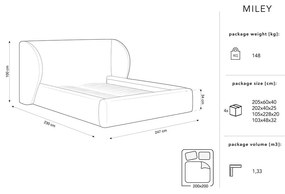 Бежово тапицирано двойно легло с място за съхранение с решетка 200x200 cm Miley - Micadoni Home