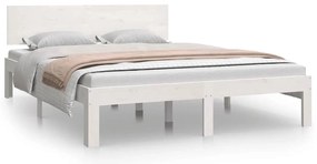 810501 vidaXL Рамка за легло, бяла, дърво масив, 150x200 cм, King Size