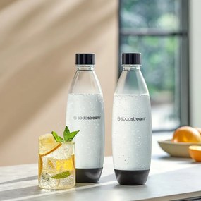 Комплект бутилки SodaStream Fuse за газиране, 1 л, 2 бр, Без BPA, Съвместими с DUO, ART, TERRA, GAIA, Черен
