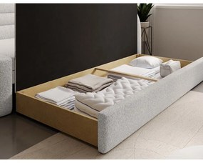 Кремав сгъваем/с място за съхранение диван от прежда с примки от букле десен ъгъл 223 cm Fabillo – ELTAP