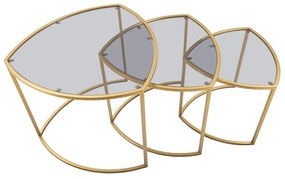 Кръгли масички за кафе със стъклен плот в златисто в комплект от 3 броя ø 60 cm Triangle – Mauro Ferretti
