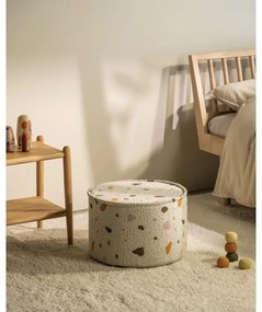 Бял детски пуф от букле и шенил Terrazzo – Wigiwama