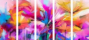 картини от 5 части – Абстрактни цветни цветя