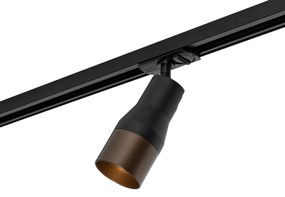 Модерен прожектор черен с тъмно бронзов интериор за релсова система 1-фазен - Iconic Kohua