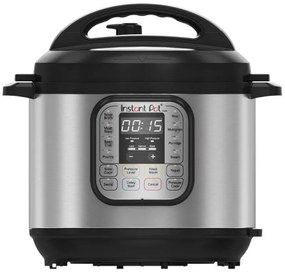 Мултикукър под нялагане Instant Pot DUO 6 112018201, 1000W, 5.7l, 13 програми, 7 функции, Система за безопасност, Сребрист/черен