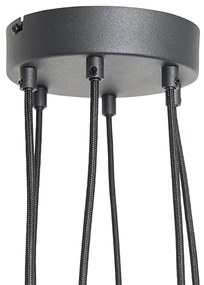 Висяща лампа черна с месинг и опушено стъкло 6-светлина - Vidro