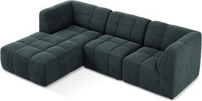 Син кадифен ъглов диван (ляв ъгъл) Aloha – Makamii