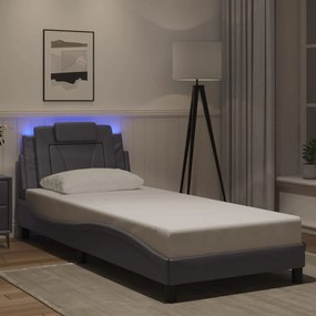 3213990 vidaXL Рамка за легло Viana с LED без матрак сива 90x190 см
