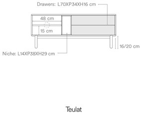 Синя/сива маса за телевизор 140x56 cm Corvo – Teulat