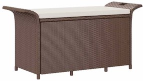 363416 vidaXL Градинска пейка с възглавница, кафява, 116x46x57 см, полиратан