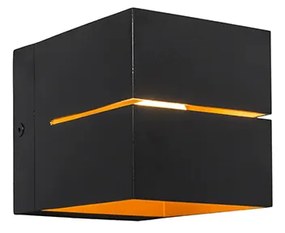 Комплект от 2 стенни лампи черни със златна вътрешност 9,7 см - Transfer Groove