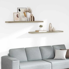 323884 vidaXL Окачени стенни рафтове, 2 бр, дъб, 120x23,5x3,8 см, МДФ