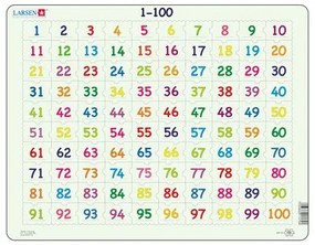 Larsen - Пъзел: Образователен – Математически, Числата от 1 до 100 – 100 части, голям