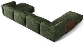 Зелен кадифен модулен ъглов диван (ляв ъгъл/U форма) Martina – Micadoni