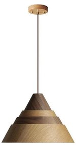 Дървен полилей на кабел 1xE27/60W/230V, Ø 33 см, масивна дървесина/дъб/орех/каучуково дърво