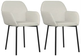 344710 vidaXL Трапезни столове, 2 бр, кремави, кадифе
