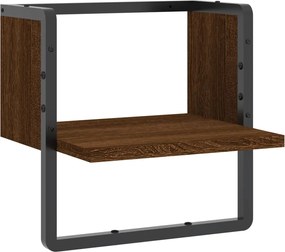 836282 vidaXL Стенен рафт с шина, кафяв дъб, 30x25x30 см