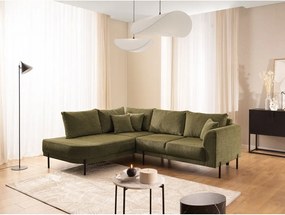 Зелен шенилов ъглов диван (ляв ъгъл/L форма) Mauris – Ropez