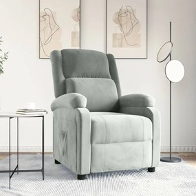 342399 vidaXL Реклайнер стол, светлосив, кадифе