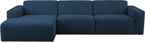 Тъмносин ъглов диван от букле (ляв ъгъл) Roxy – Scandic