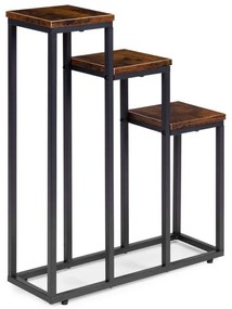 Стойка за цветя на тавана - 3-етажна метална стойка с дървени рафтове