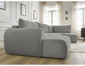 Тъмносив разтегателен ъглов диван от рипсено кадифе (ляв ъгъл/"U" форма) Lucien – Bobochic Paris