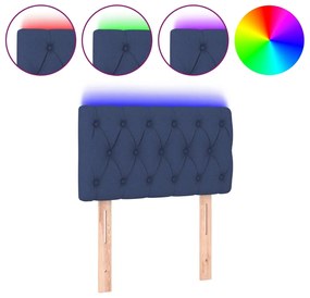 3121928 vidaXL LED горна табла за легло, синя, 80x7x78/88 см, плат