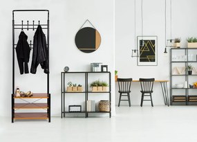 Стилен стелаж за дрехи, включващ рафтове за обувки