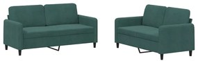 3201976 vidaXL Комплект дивани от 2 части, тъмнозелен, кадифе