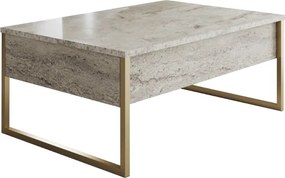 Масичка за кафе от метал - меламин Luxe в цвят травертин - злато 90x60x40см.