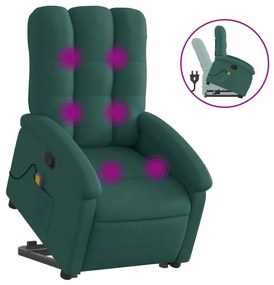 3204110 vidaXL Изправящ масажен наклоняем стол, тъмнозелен, текстил