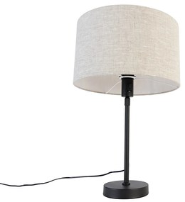 Настолна лампа черна регулируема със светло сив абажур 35 см - Parte