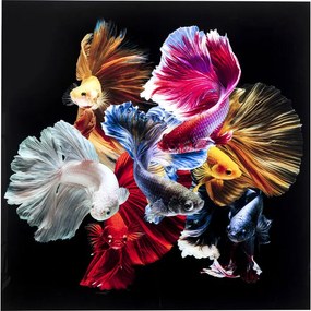 Арт.53082 Картина Glass Colorful Swarm Fish 120x120cm