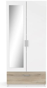 Гардероб Coben Двукрилен-дъб - бял