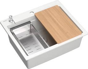 гранитна мивка KURT 110 WORKSTATION White
