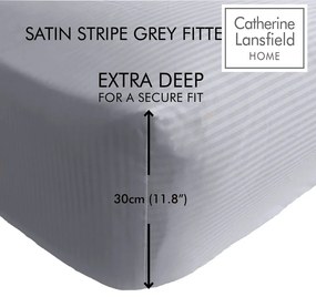 Сив разтегателен чаршаф 90x190 cm Satin Stripe - Catherine Lansfield
