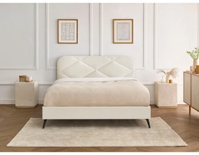 Бежово тапицирано двойно легло с включена подматрачна рамка 160x200 cm Prune – Bobochic Paris