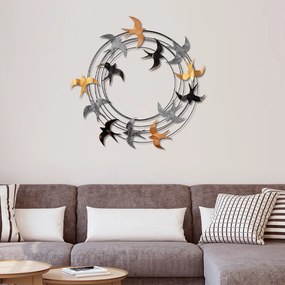 Spiral Flock TopMebel метална декорация за стена в черен - бронзов - сребрист цвят 87x5x87cm.