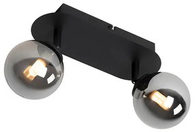 Модерен прожектор черен с димно стъкло 2-светлина - Атина