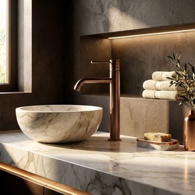 Смесител за мивка Rea Lungo Diamond Brush Brush Copper High