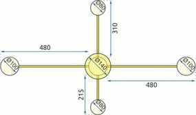 Плафон с 4 рамена GOLD LED APP520-4C