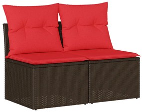 3325250 vidaXL Градински комплект с възглавници 2 части кафяв полиратан акация